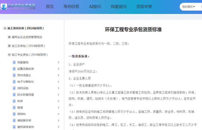 环保二级资质标准 环保二级资质标准